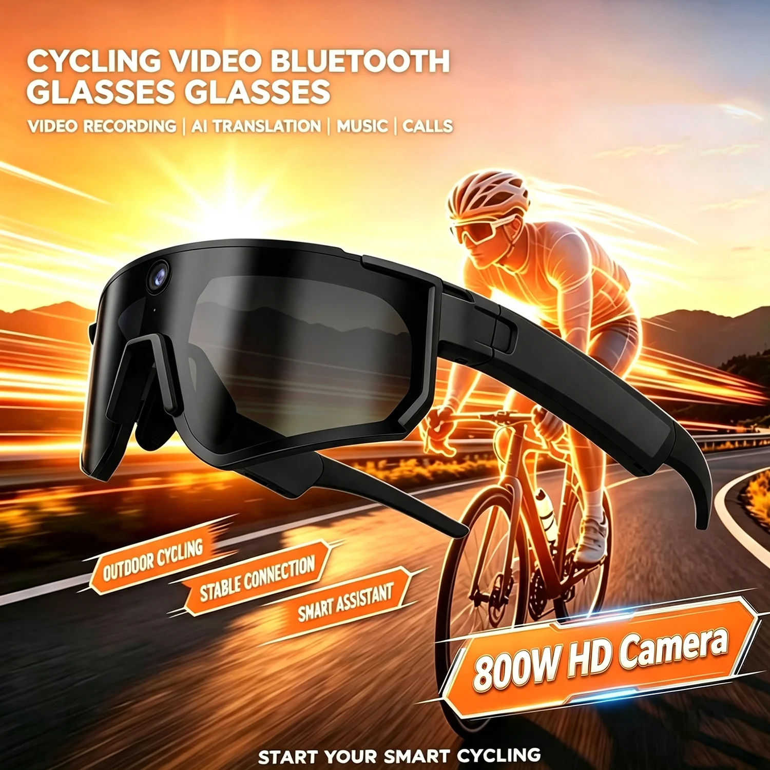 Outdoor Sport Camera - 800W AI Akıllı Kamera Gözlüğü 1080P